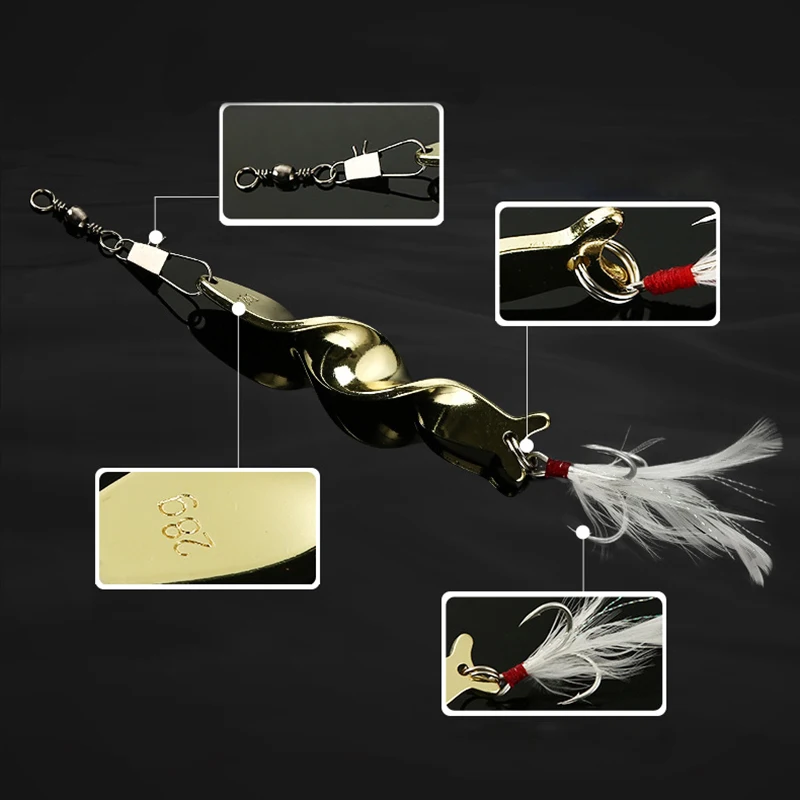 Señuelo giratorio para Pesca, cebo duro giratorio para trucha, lucio, Pesca, aparejos de gancho triple, 7g, 10g, 14g, 21g, 28g, 1 unidad - imagen 2