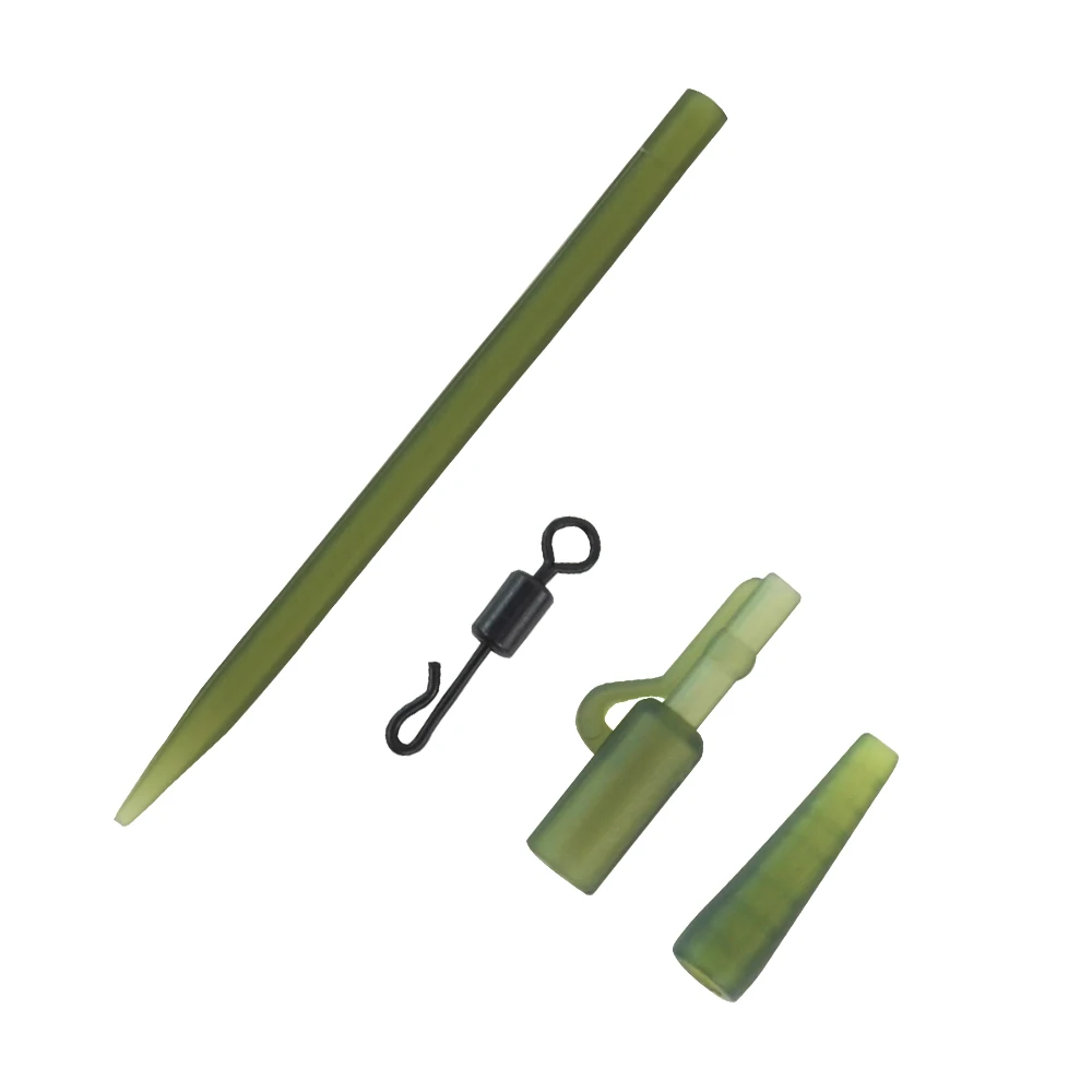 Juego de 10 aparejos de pesca de carpa, Clips de plomo de seguridad de plástico, cono de goma trasero, manga antienredos, aparejo giratorio de cambio rápido M20 - imagen 4