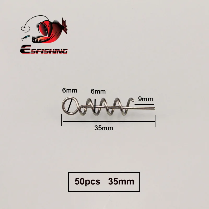 ESFISHING 50 Uds conector de anzuelo de pesca cebo suave pines de centrado de resorte pestillo fijo aguja resorte giro manivela bloqueo para señuelo suave - imagen 4