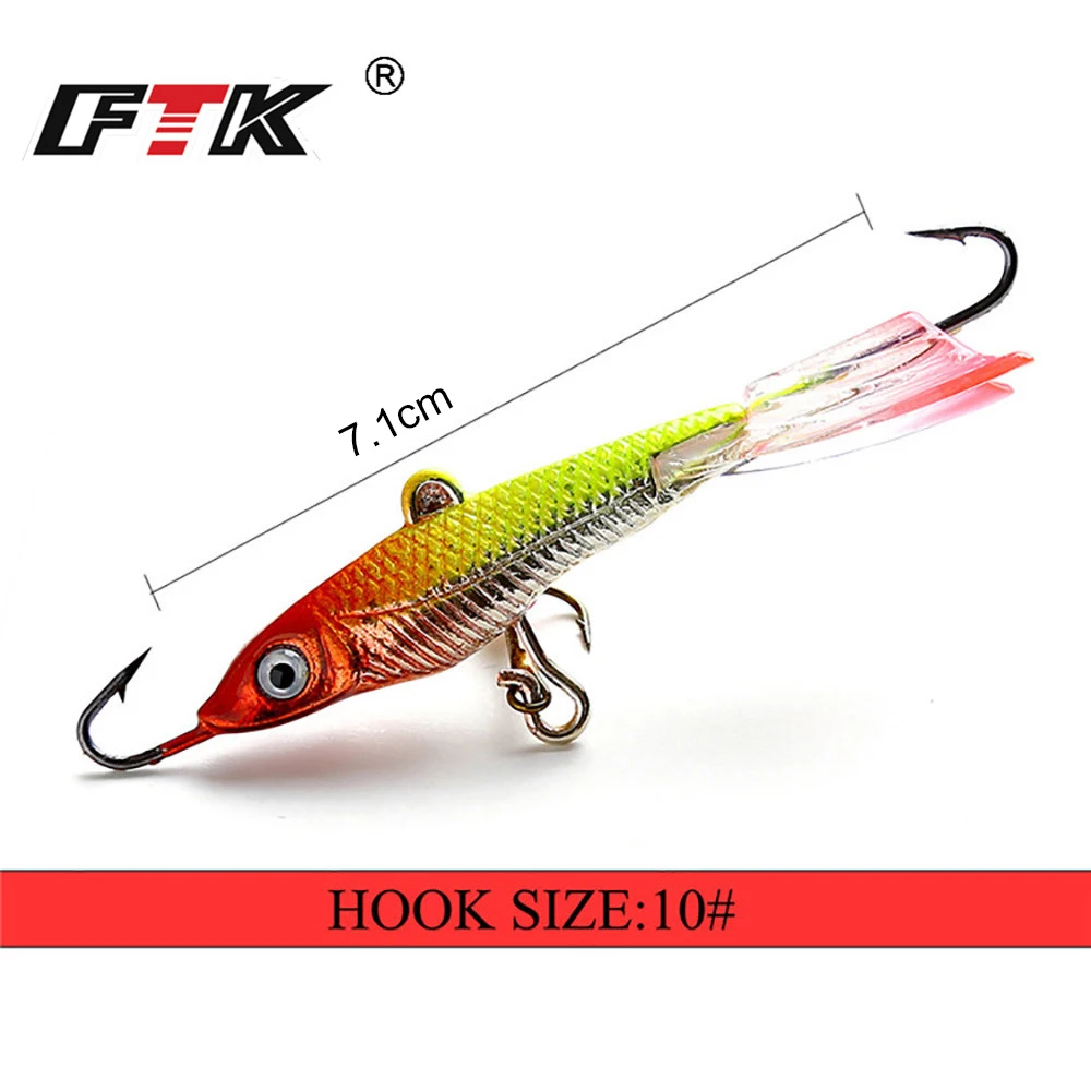 FTK-señuelo para pesca en hielo, 12g, 7,1 cm, equilibrio, ojos 3D, pesca de invierno, señuelos duros, plantilla, cebo de pesca con anzuelos triples - imagen 3