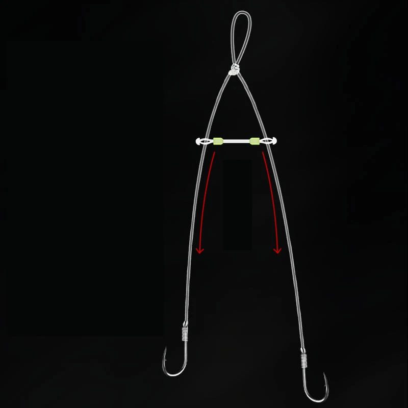 Anzuelo de silicona de doble gancho, separador de línea de pescado de distancia fija, doble cabeza, antienvoltura, 5 unidades - imagen 4