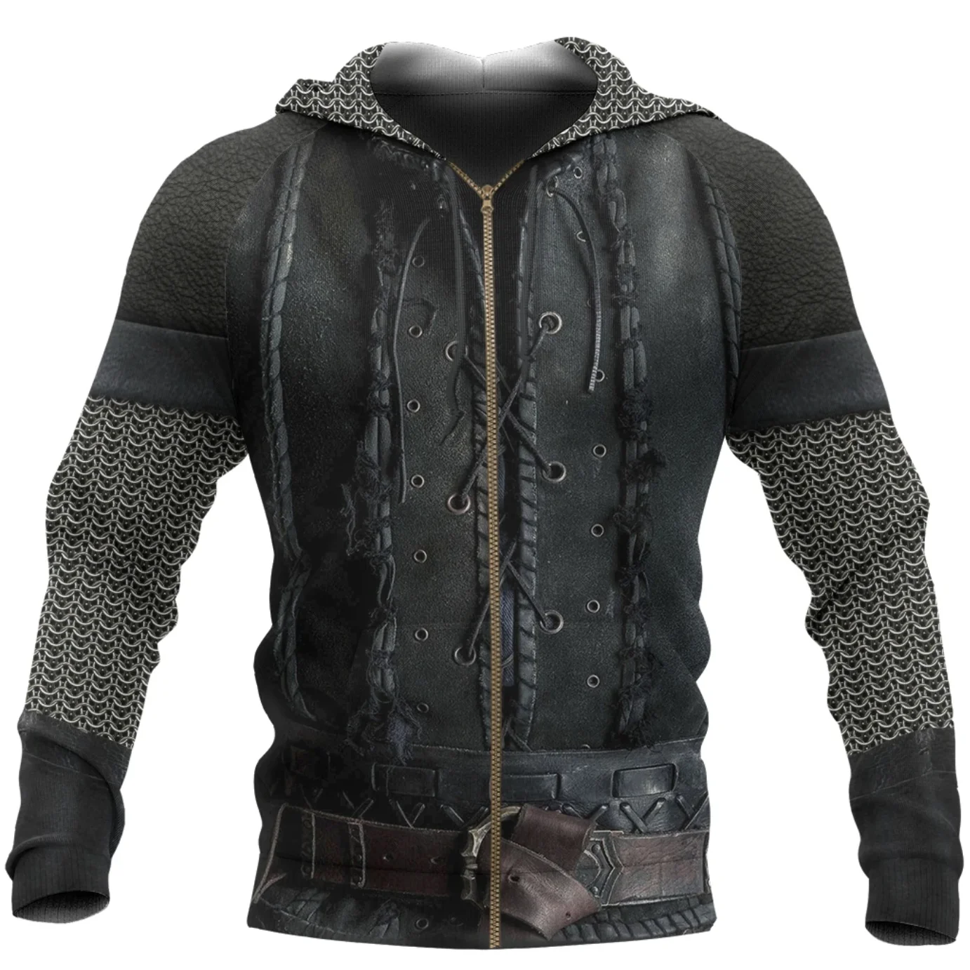 The Last Kingdom Warrior Chainmail Armor 3D para hombre, Sudadera con capucha Unisex, sudadera de lujo con cremallera, Jersey informal, ropa de calle KJ390 - imagen 3
