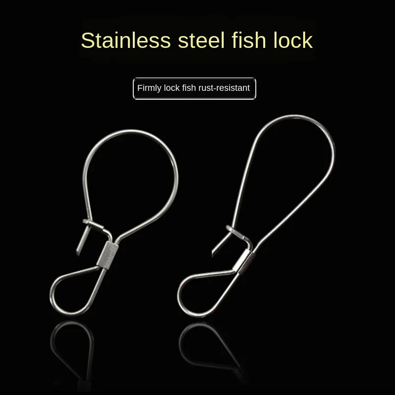 Broches de hebilla de bloqueo de pesca de acero inoxidable, botón de pez vivo, accesorios portátiles de tracción fuerte, aparejos de pesca, 2 uds./lote - imagen 4