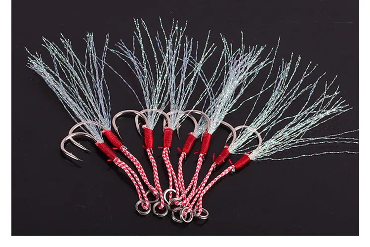 Pesca de un solo anzuelo Jigbait señuelo atar plantillas de plumas señuelos artificiales tamaño número 10-17 ganchos lote 8 piezas venta - imagen 3