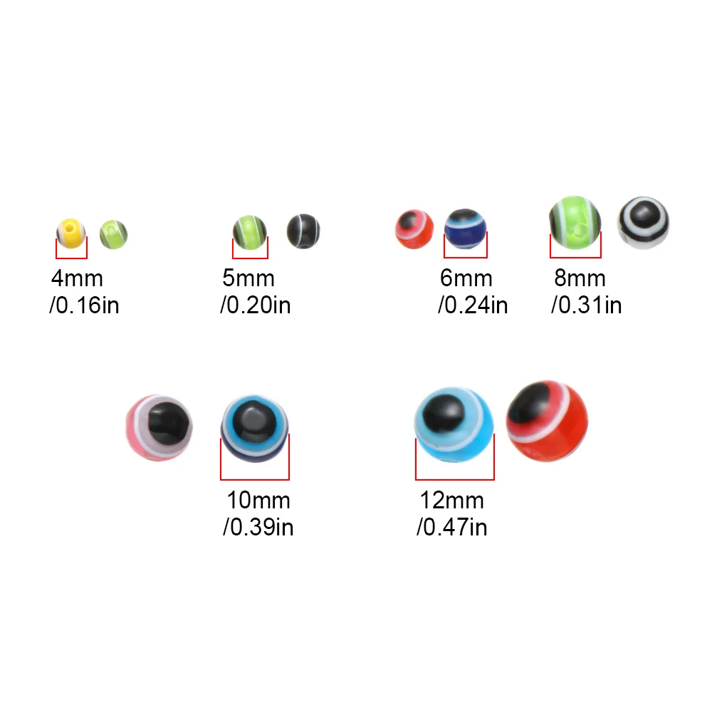 Cuentas de pesca de ojo de pez de colores mixtos, aparejos de pesca de lubina DIY, 50/60/100 piezas, 4/5/6/8/10/12mm