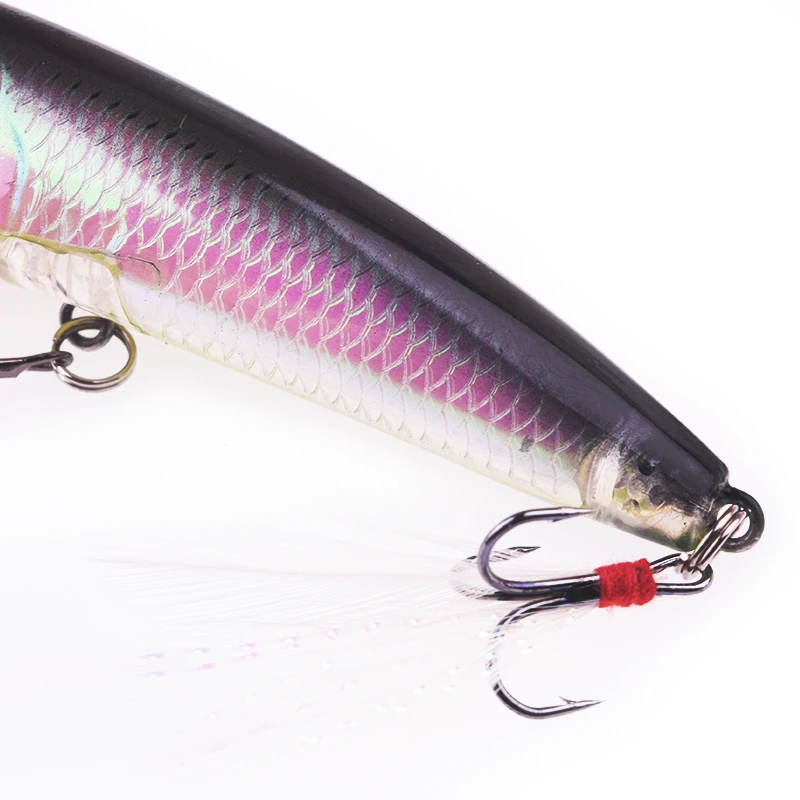 Señuelo de Pesca de agua superior, 78mm, 10,5g, ojos 3D, láser Artificial, gancho de pluma de plástico duro, aparejos flotantes, Wobbler, 1 ud. - imagen 5