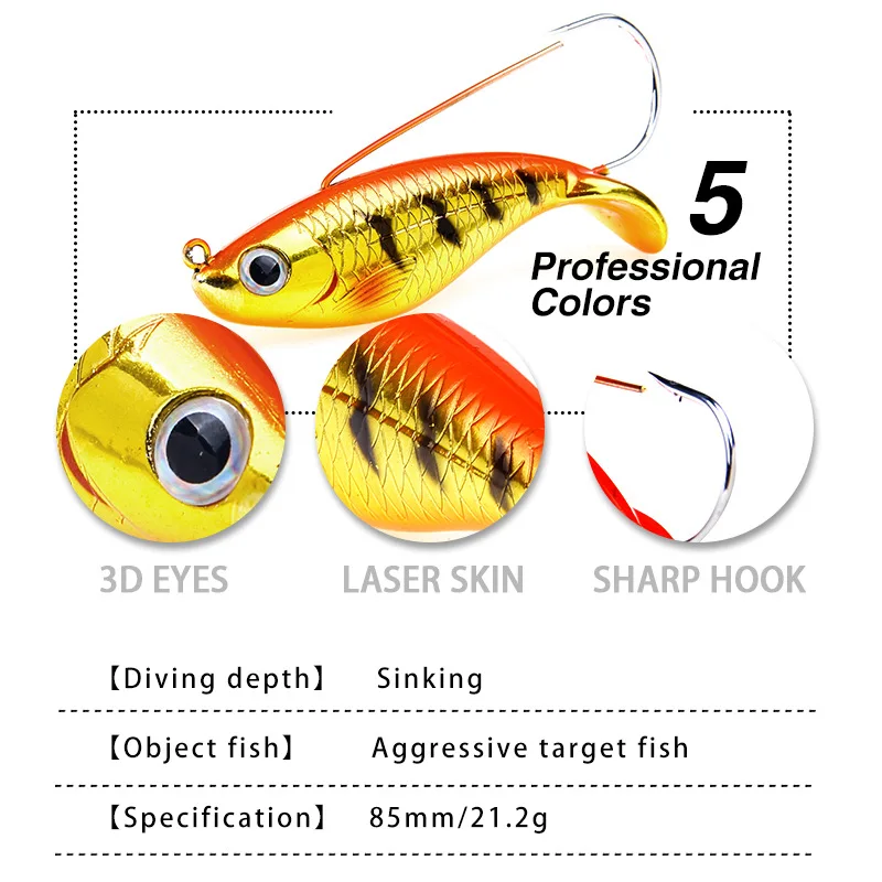 Señuelo de pesca artificial Minnow, anzuelo único, cuchara giratoria, manivela, swim jerk bait, wobblers, jigging, isca, 21g, 85mm, nuevo