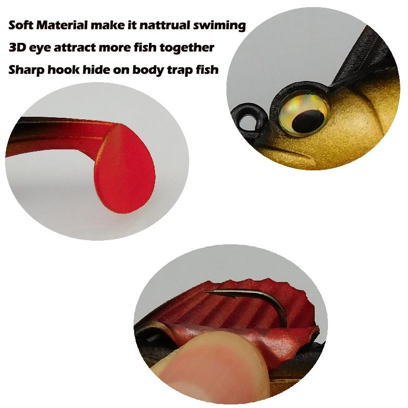 ESFISHING Señuelos de Pesca nuevo señuelo de alta calidad planos de marea 3 en 2 uds cebo suave para aparejos de pesca peso anzuelo afilado saltar Shad