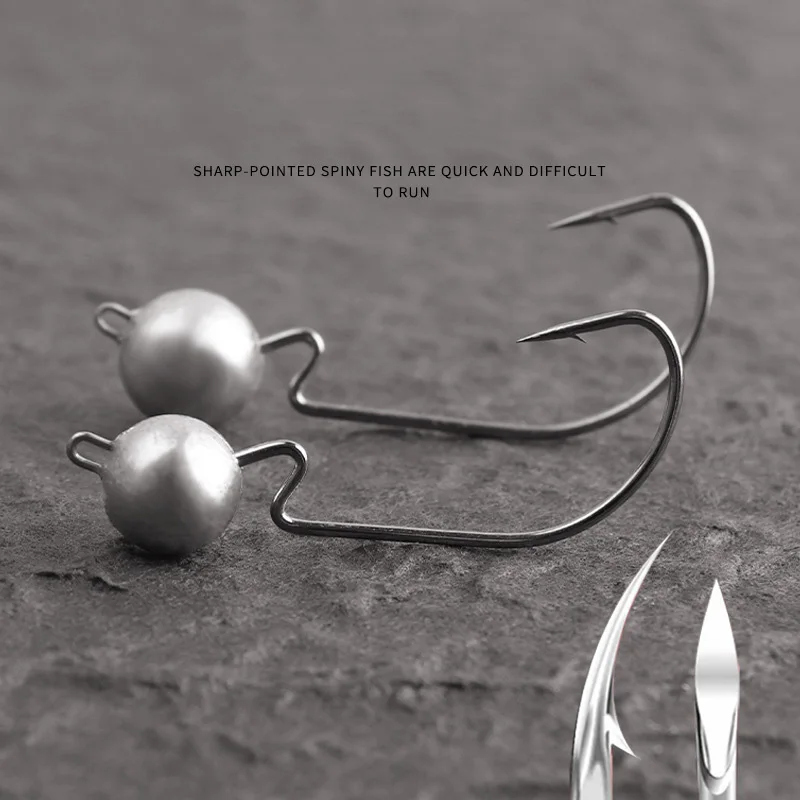 Anzuelo de pesca con manivela ancha, cabeza de plantilla de plomo para señuelo de gusano suave, 3,5g-14g, anzuelos de pesca de carpa con púas, J320, 5/10 Uds. - imagen 5