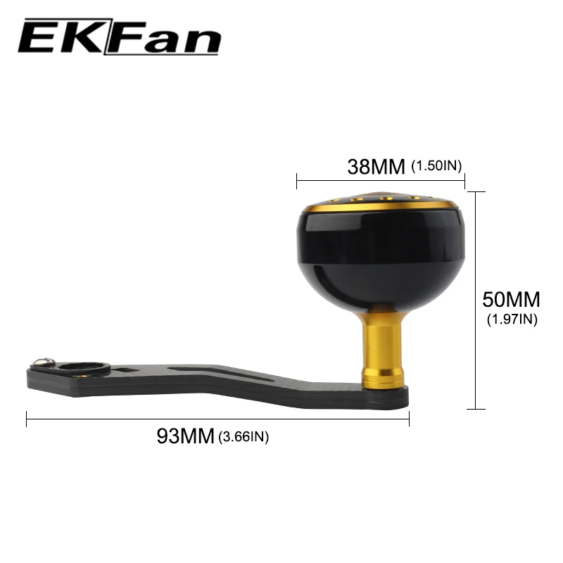 EKFan-mango de carrete de pesca con agujero de 7 y 8x4mm x 5mm, mango de fibra de carbono de 93MM, perilla de Metal para piezas de carrete de pesca, Baitcasting - imagen 2