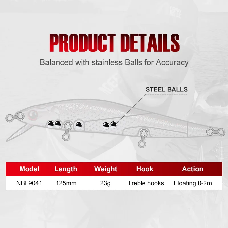 NOEBY-señuelo de pesca flotante, cebo duro Artificial de fundición larga de 125mm y 23g, para Lucio, Jerkbait - imagen 3