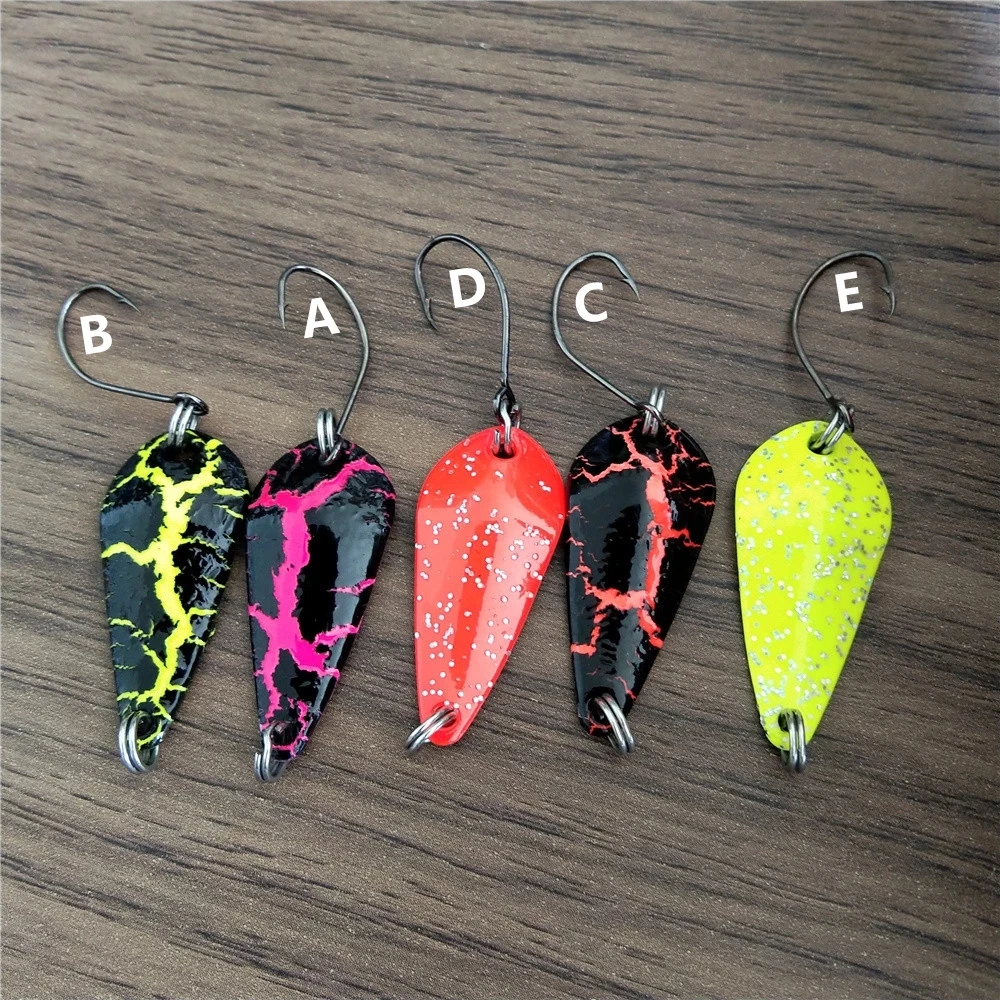 5 unidades de 2,8 cm, 2,8g, señuelos giratorios de Metal para pesca, cuchara para trucha, Mini cebo Wobbler, cuchara Artificial - imagen 5