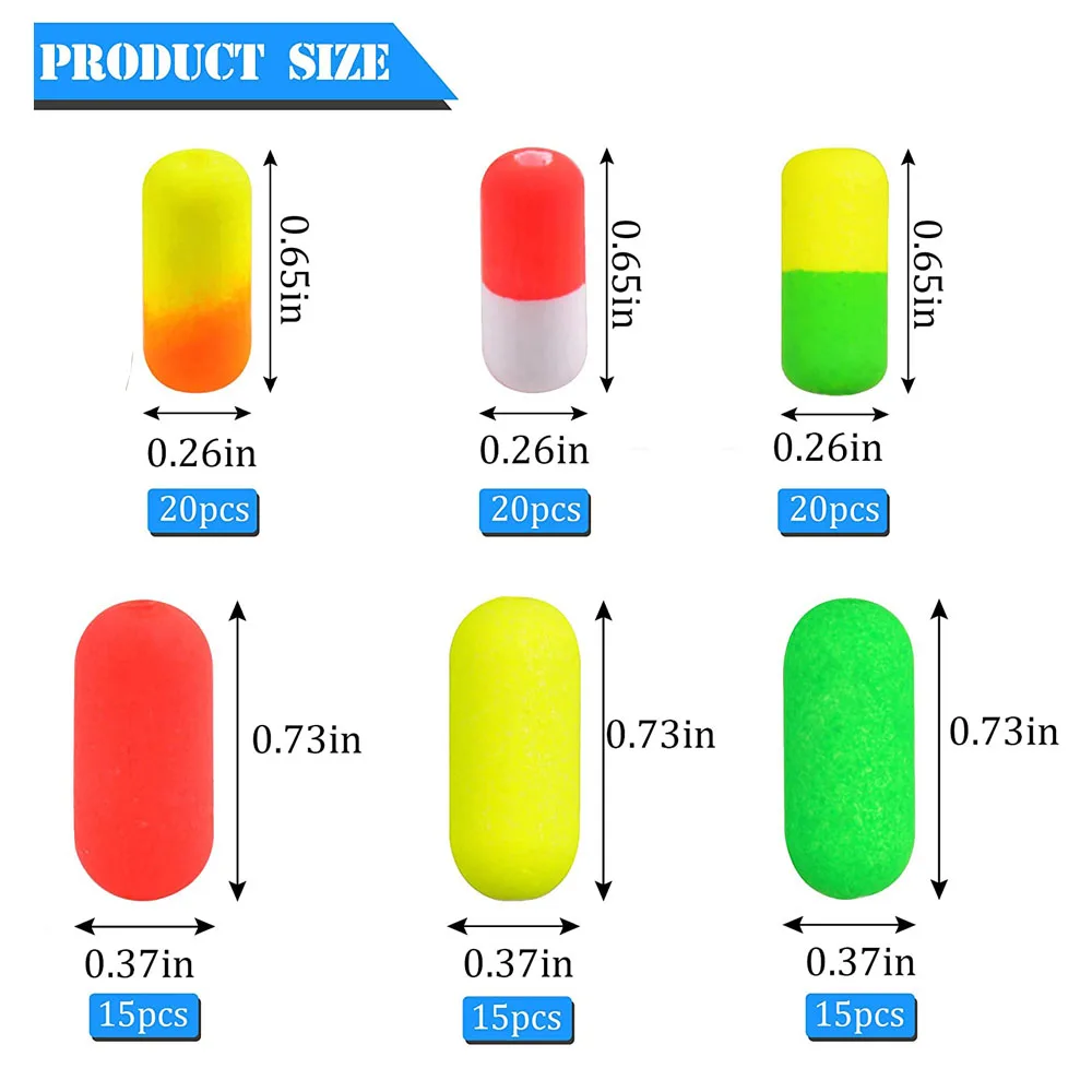 105 unids/caja cilindro espuma flotador de pesca Bobber indicador de huelga pesca con mosca flotante luz de pesca boyas flotadores para pesca - imagen 2
