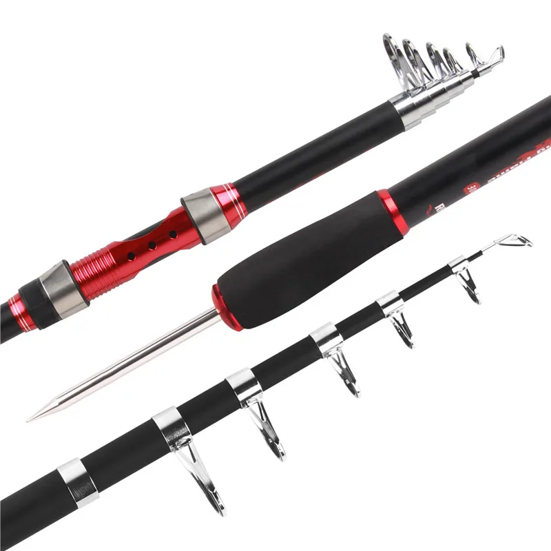 Combo de caña de pescar giratoria portátil, 2,1 m, 2,4 m, 2,7 m, carrete telescópico con señuelo Minnow para pesca de lubina - imagen 3