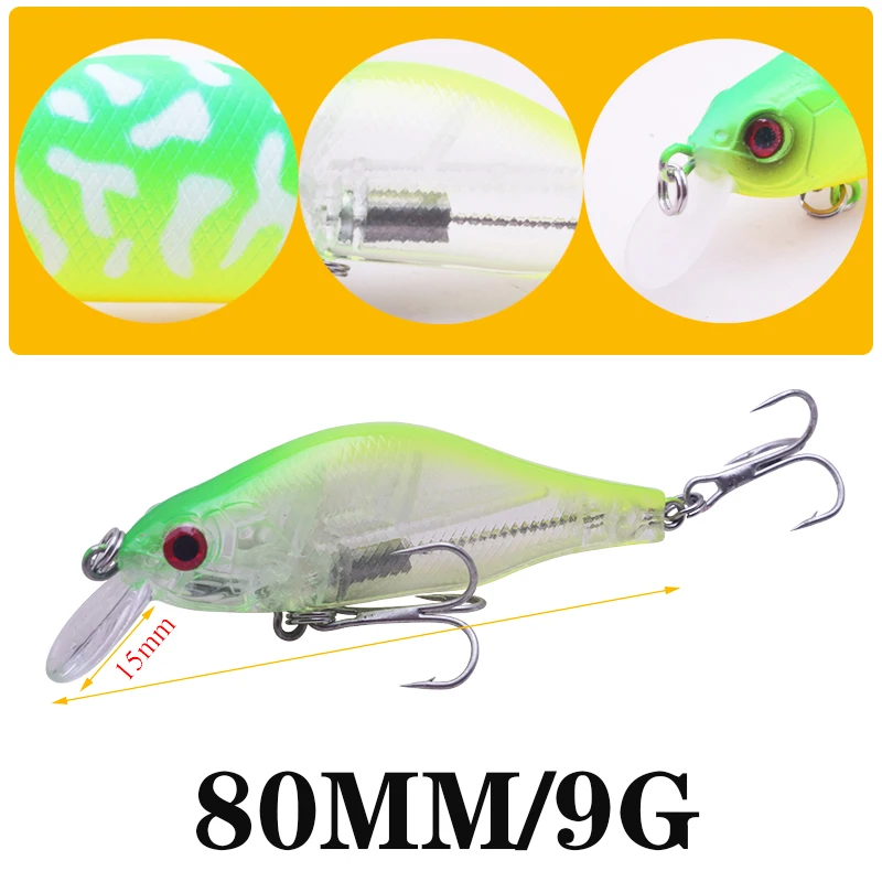 Señuelos de Pesca de pececillos, cebo duro de plástico Artificial de 80mm y 9g con ojos 3D, sistema magnético de fundición lejana, Wobblers, aparejos de Pesca, 1 pieza - imagen 2