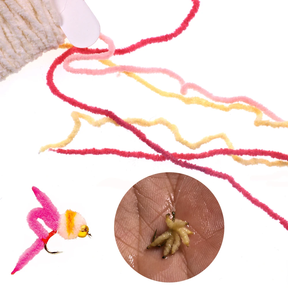 WIFREO 3 uds * 2M Ultra chenilla ninfas Pupas serpentinas moscas húmedas atado Material Vernille para gusanos San Juan Eggi Juan Kenobi - imagen 5