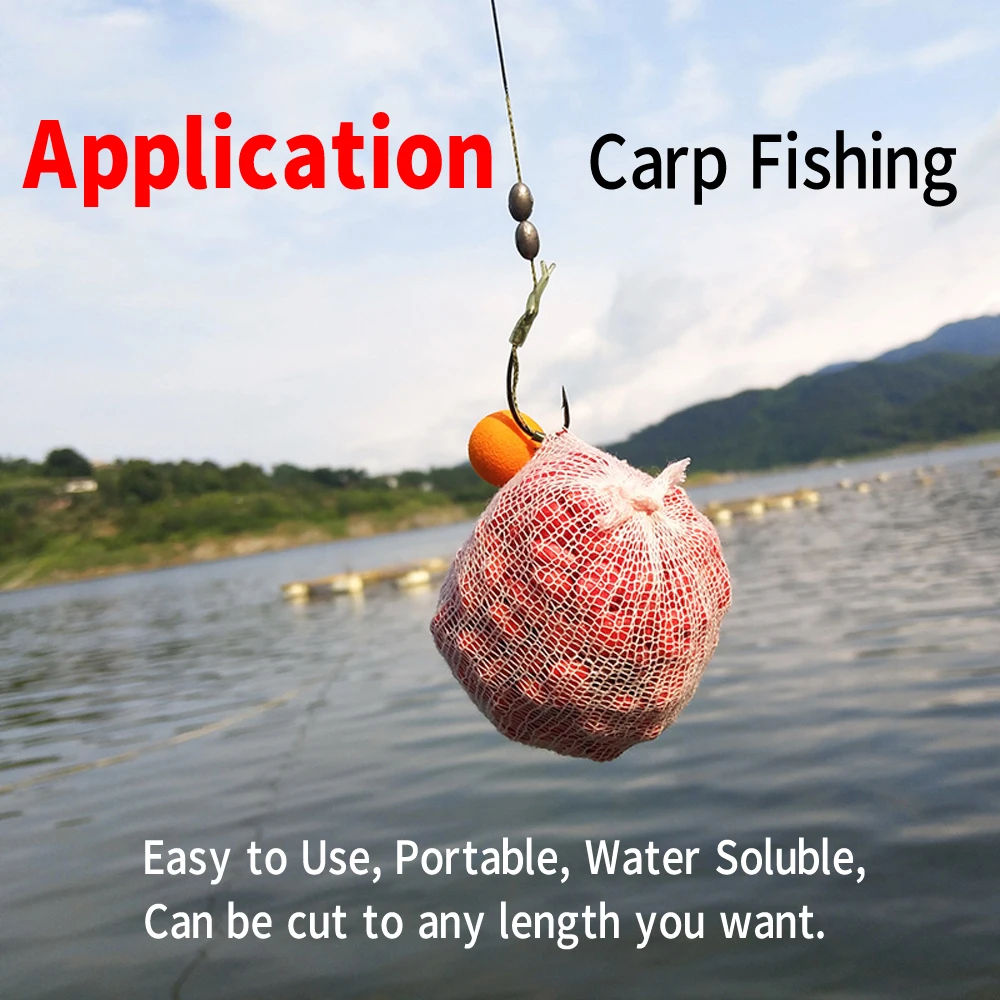 Bimoo-red de pesca Soluble para anzuelo, cebo, alimentador, bolsa de aparejo, 5m/tarjeta, 18mm, 25mm, 37mm, 44mm de ancho - imagen 5