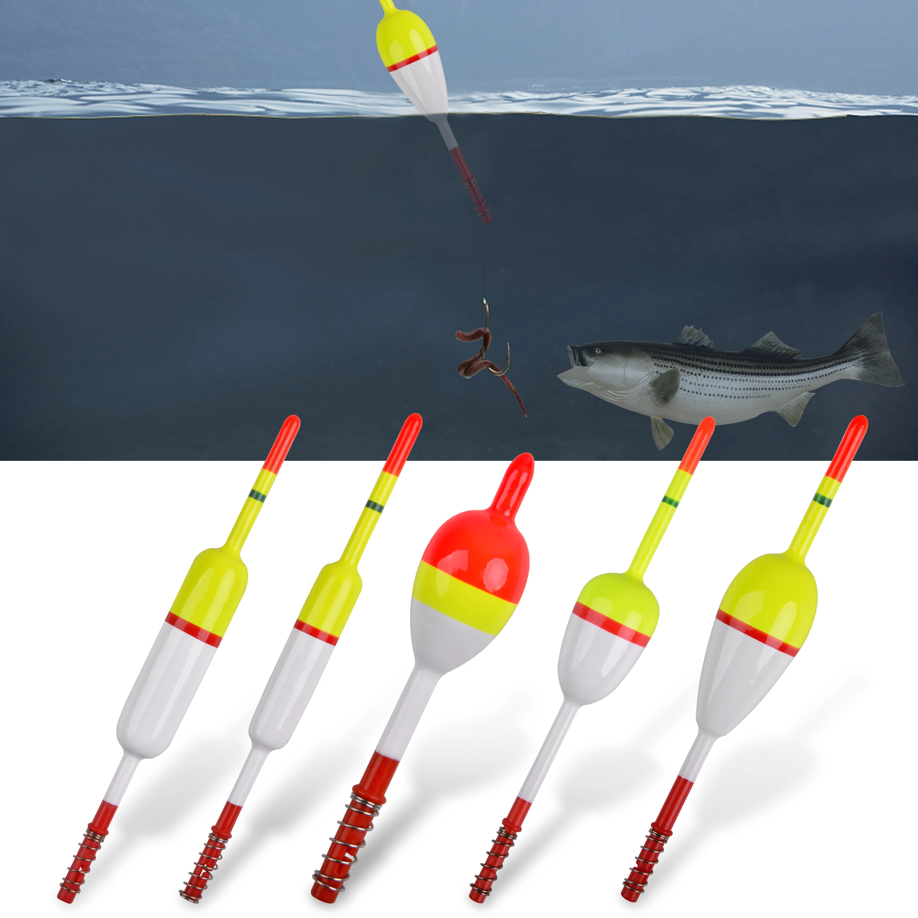 Flotadores de pesca antideslizantes, 10 piezas, madera de Balsa, para Crappie, Catfish, Walleyes, trucha, aparejos