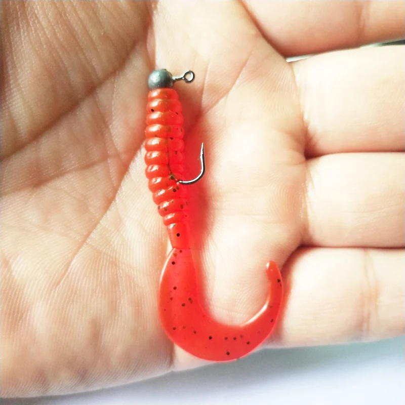1 Uds señuelo suave gusano Wobblers señuelo de pesca 55mm 2,3g silicona artificial olor a sal lubina pesca Jigging cebo pesca de carpa - imagen 3