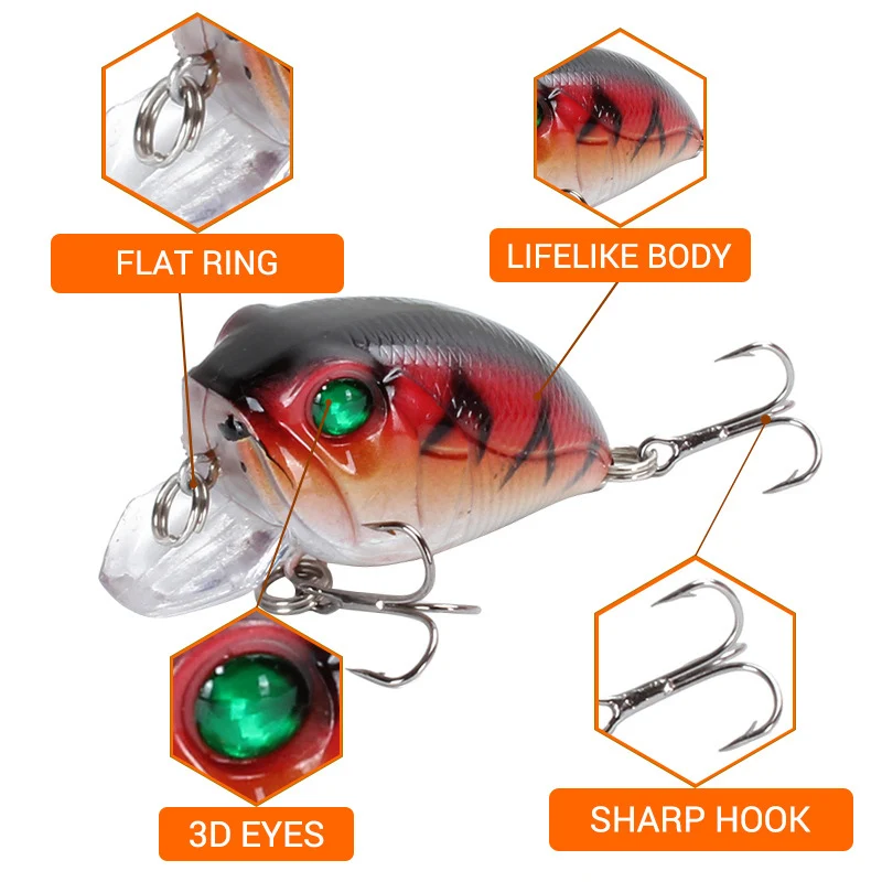 Señuelo de Pesca con manivela de 7,9g, cebo duro, flotante, Artificial, Minnow, Crankbait - imagen 3