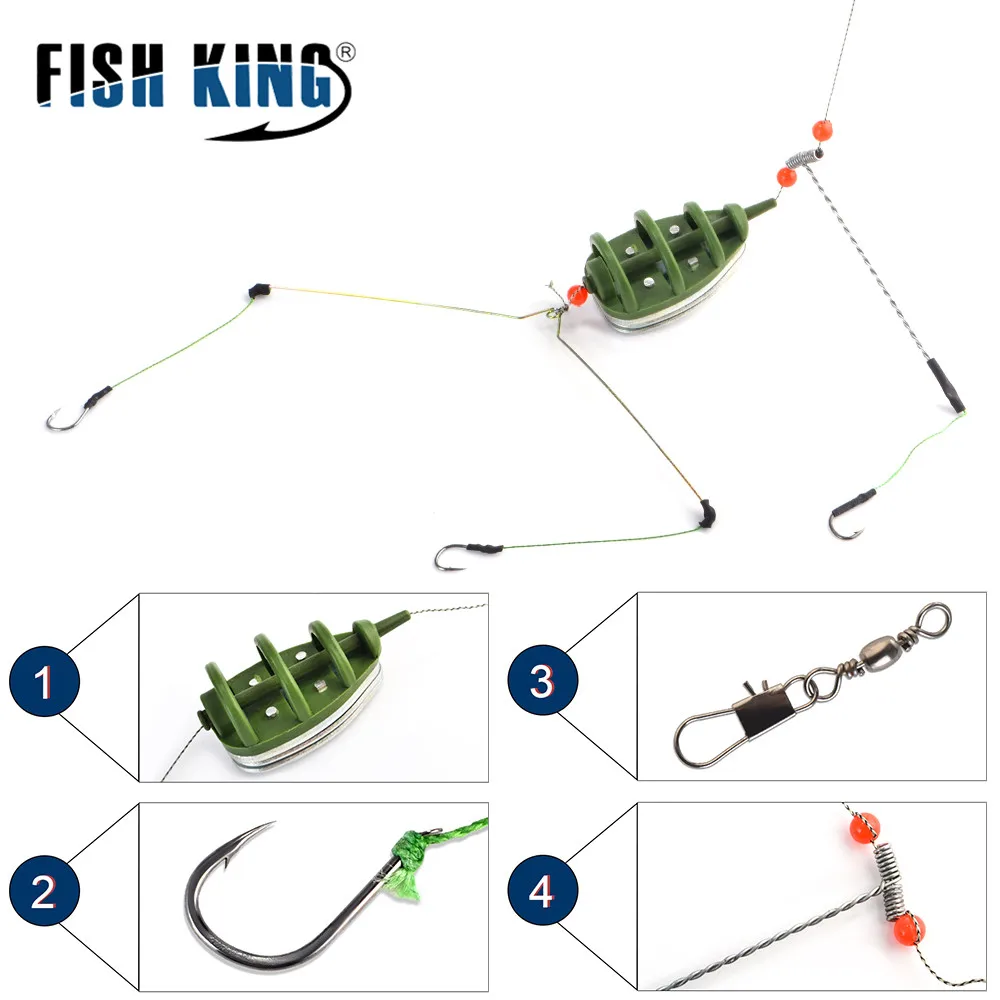 FISH KING-accesorios de pesca de carpa, jaula de señuelo Artificial, alimentador de 60g-80g, grupo de peces de Europa, anzuelo para cebo, aparejos alimentadores de pesca - imagen 5
