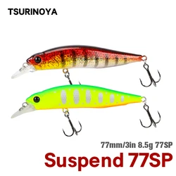 TSURINOYA Jerkbait 77mm 8,5g DW101 señuelo de pesca de pececillo suspendido cebos duros artificiales sistema de movimiento Pike Bass Wobbler
