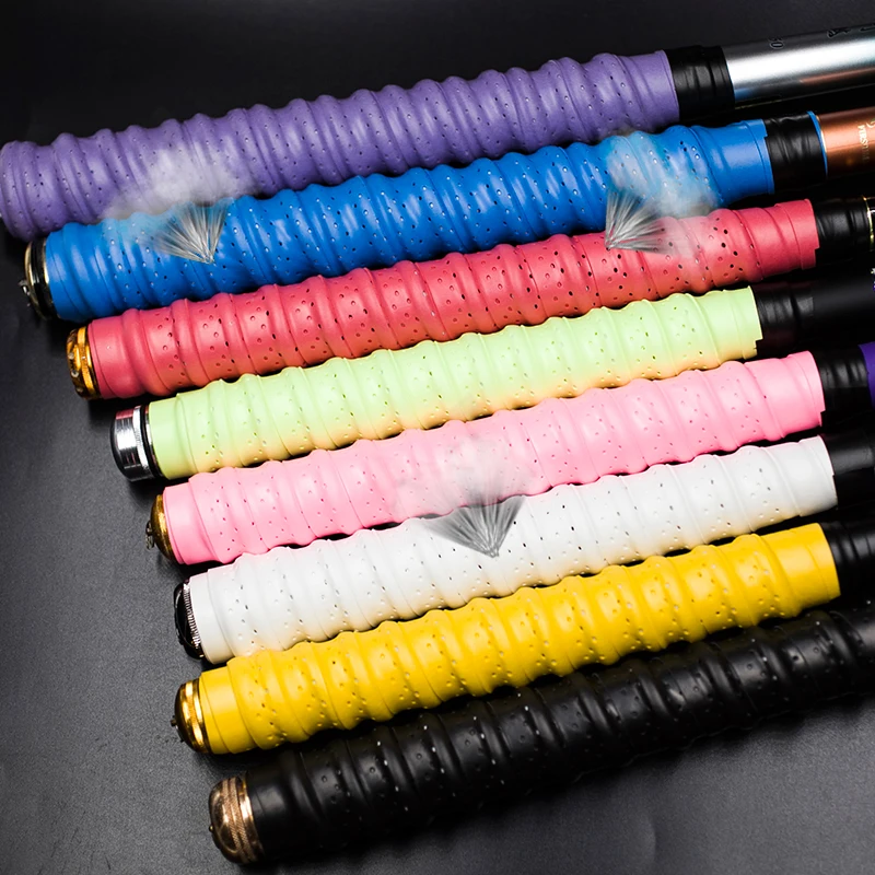 Cinta de envoltura para MANGO de caña de pescar, cinturón absorbente para el sudor, antideslizante, alargar, envolver la raqueta, 6 unids/lote - imagen 5