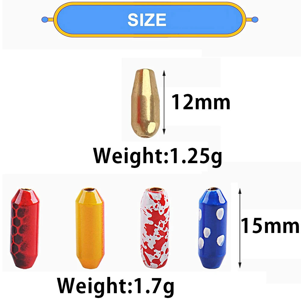 20 piezas Spinner de pesca de latón, señuelo, plomo de pesca, Spinner, pesos de cebo, deslizamiento, bala, accesorios giratorios en línea - imagen 2