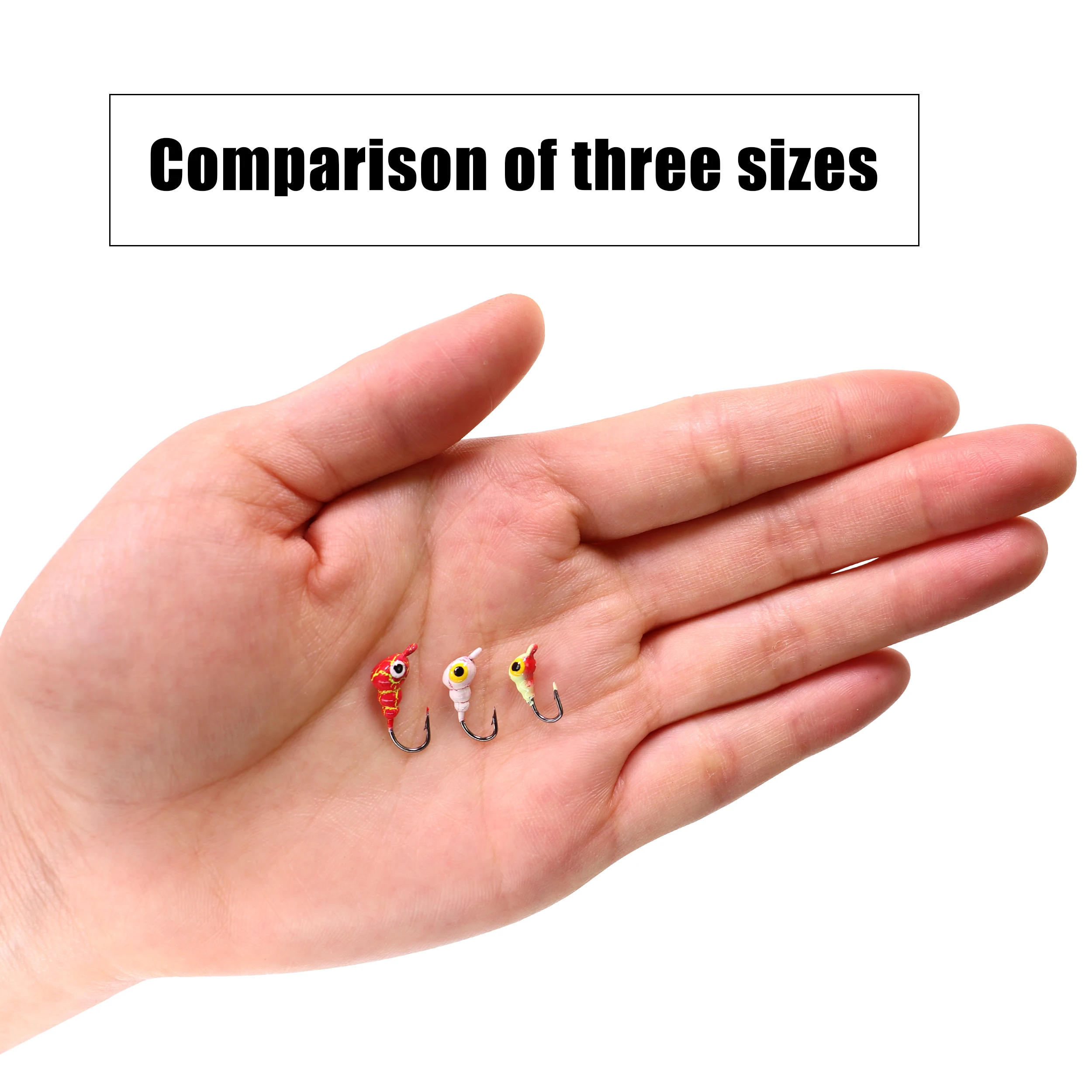 THKFISH-Kit de anzuelos de pesca en hielo, juego de anzuelos de púas con cabeza de 0,6g-1,4g, cebo duro Artificial para invierno, 18 piezas - imagen 5