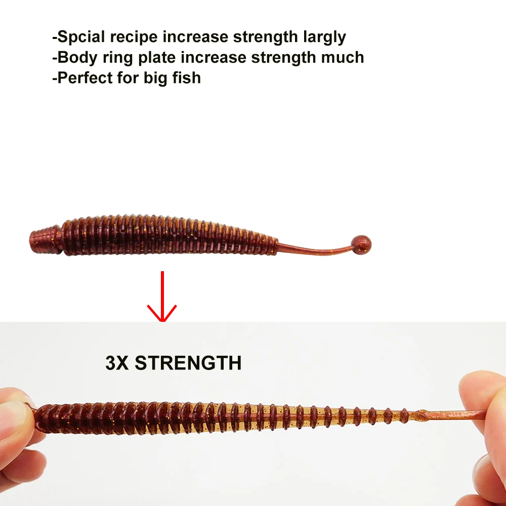 KESFISHING New Fashion Colors Spring Shad 4" Wobblers Worm Soft Bait Bass Attractant Scented Salts Fishing Lure - imagen 5