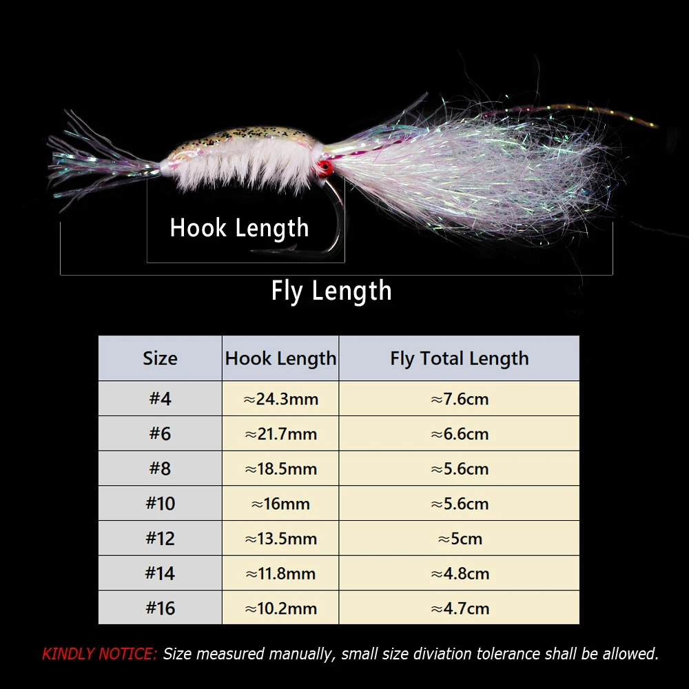 Bimoo 7PCS # 4~ # 16 Flash luminoso camarones de agua salada mosca fregadero rápido camarones señuelos trucha salmón Redfish Señuelos de pesca de agua dulce cebo - imagen 3