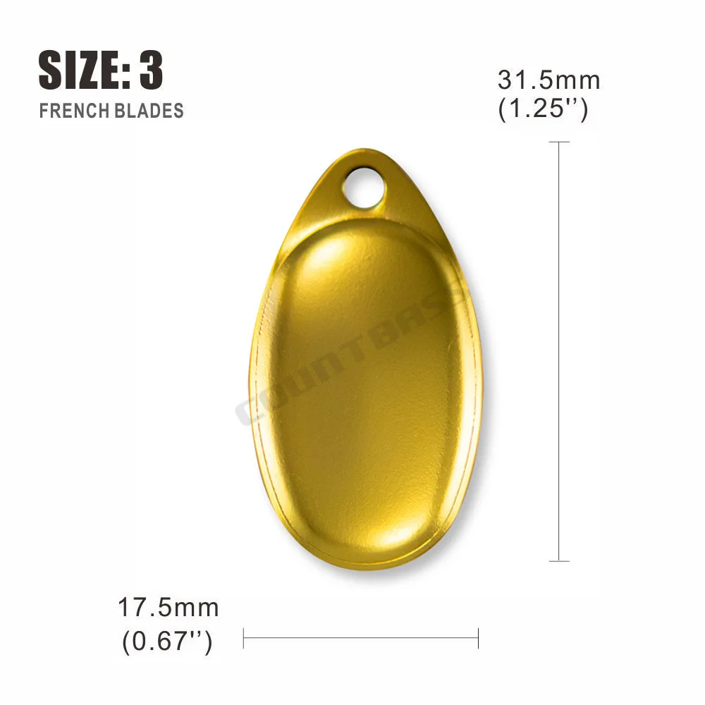 COUNTBASS 50 Uds tamaño 0-6 cuchillas giratorias francesas lisas de acero chapado en oro, piezas de Señuelos de Pesca de Metal DIY aparejos artesanales - imagen 5