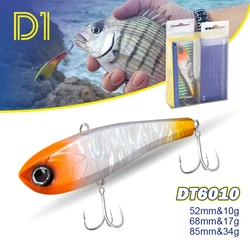 Señuelo equilibrador VIB de pesca D1, 52mm/10g 68mm/17g 85mm/34g, cuerpo luminoso, pesca de invierno para lubina, atún, Pecsa