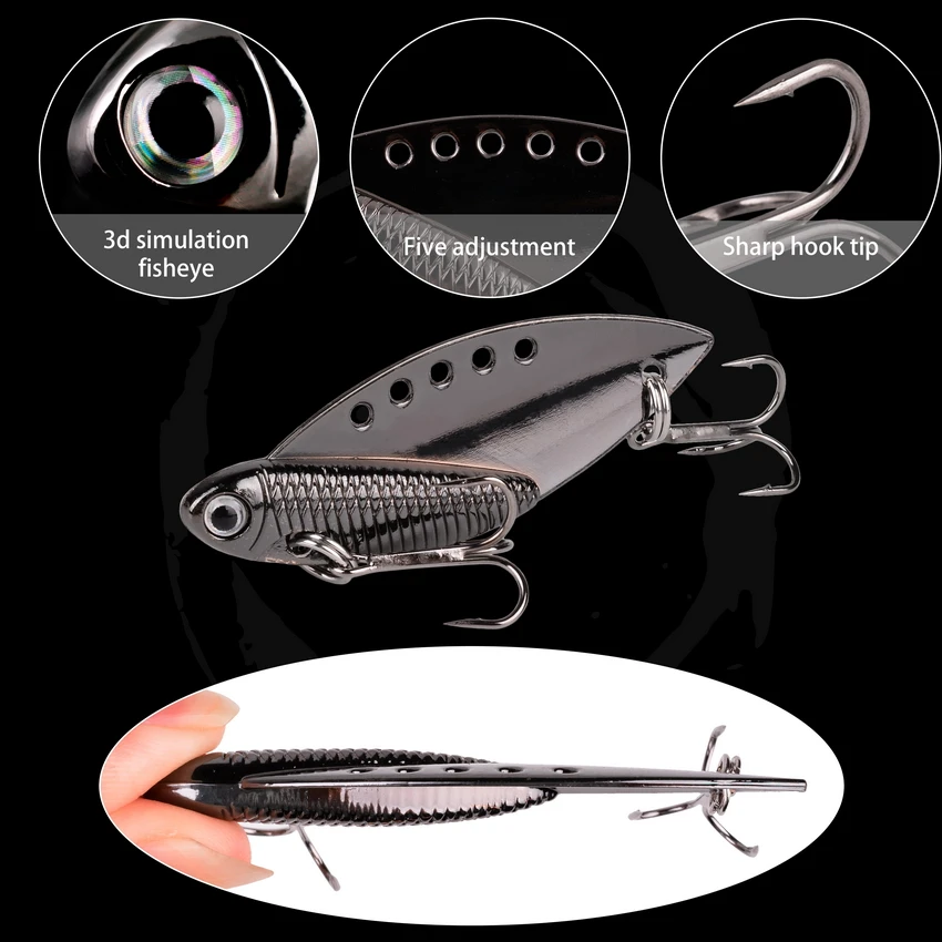 1PC VIB Señuelos de Metal 7g 10g 15g 20g Artificial cebo duro Minnow Wobbler cebos Pike atraer plantilla peces carpa aparejos de pesca lubina - imagen 4