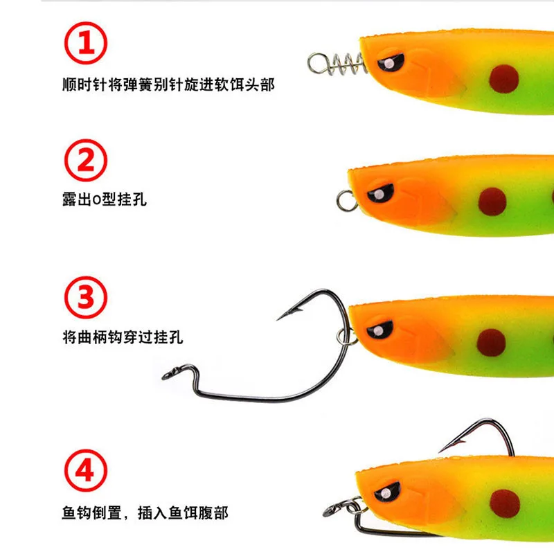 Pin de bloqueo de resorte de acero inoxidable, Perno de pesca, tornillo, gancho de manivela, Conector de pesca giratorio, aparejo de señuelo suave - imagen 3