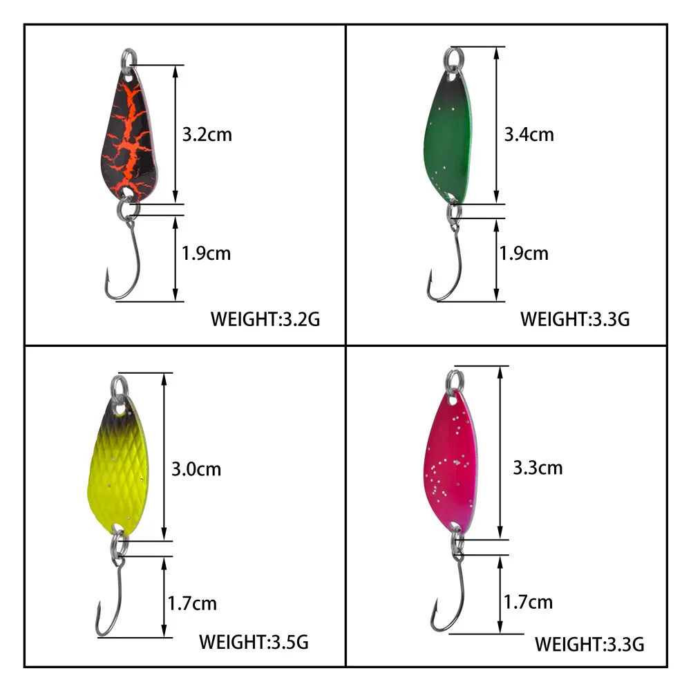 Señuelo de Metal para pesca, anzuelo de Metal para trucha con un solo gancho, plantilla de fundición, cebo giratorio para perca de lubina, 12 Uds./24 Uds. - imagen 2
