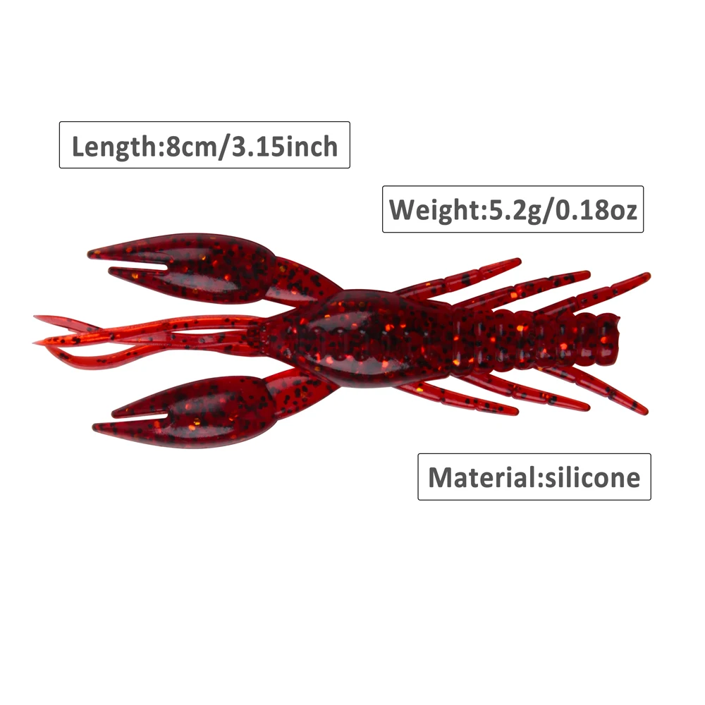 Shaddock-señuelo de pesca suave de 4 piezas, 8cm, 5,2g, de goma, para pesca de lubina, gusano de langosta Artificial - imagen 2