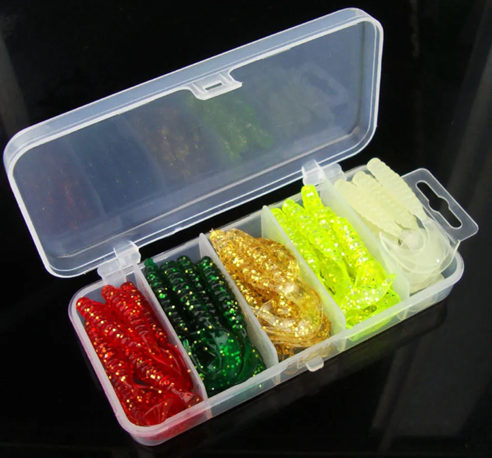 Paquete de caja JYJ 50 Uds 4cm 5cm 6cm cebo suave aparejos de pesca de mar wobbler señuelo de pesca de jigging cebo de silicona cebo de camarón de gusano suave - imagen 3