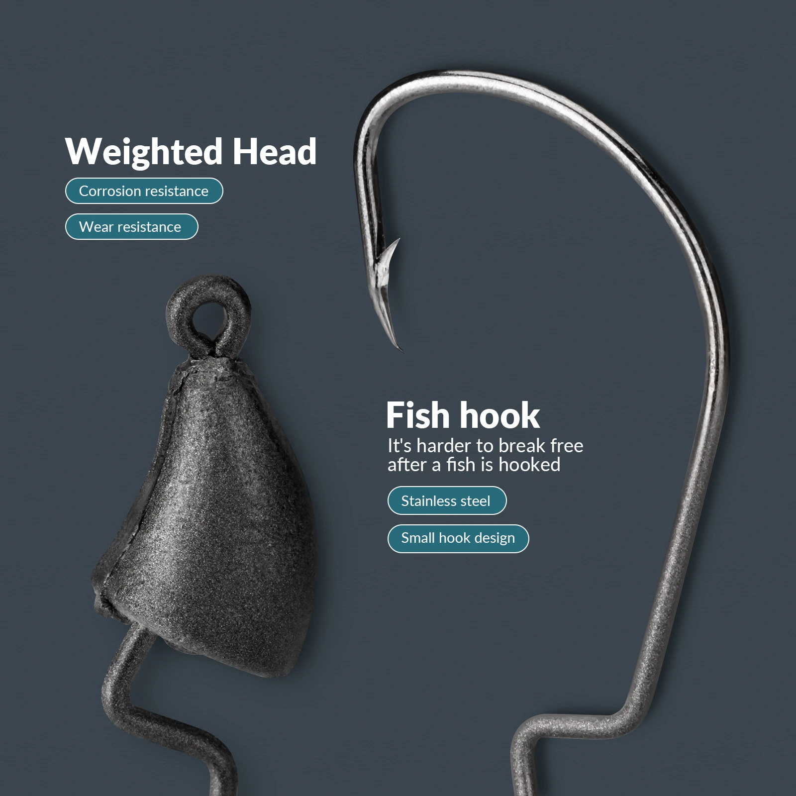 THKFISH 10 Uds anzuelo con cabeza de anzuelo de manivela 2,5g 3,5g 7g 10g 14g anzuelo de pesca Jigging señuelo de gusano suave anzuelo con cabeza con plomo anzuelos compensados - imagen 3