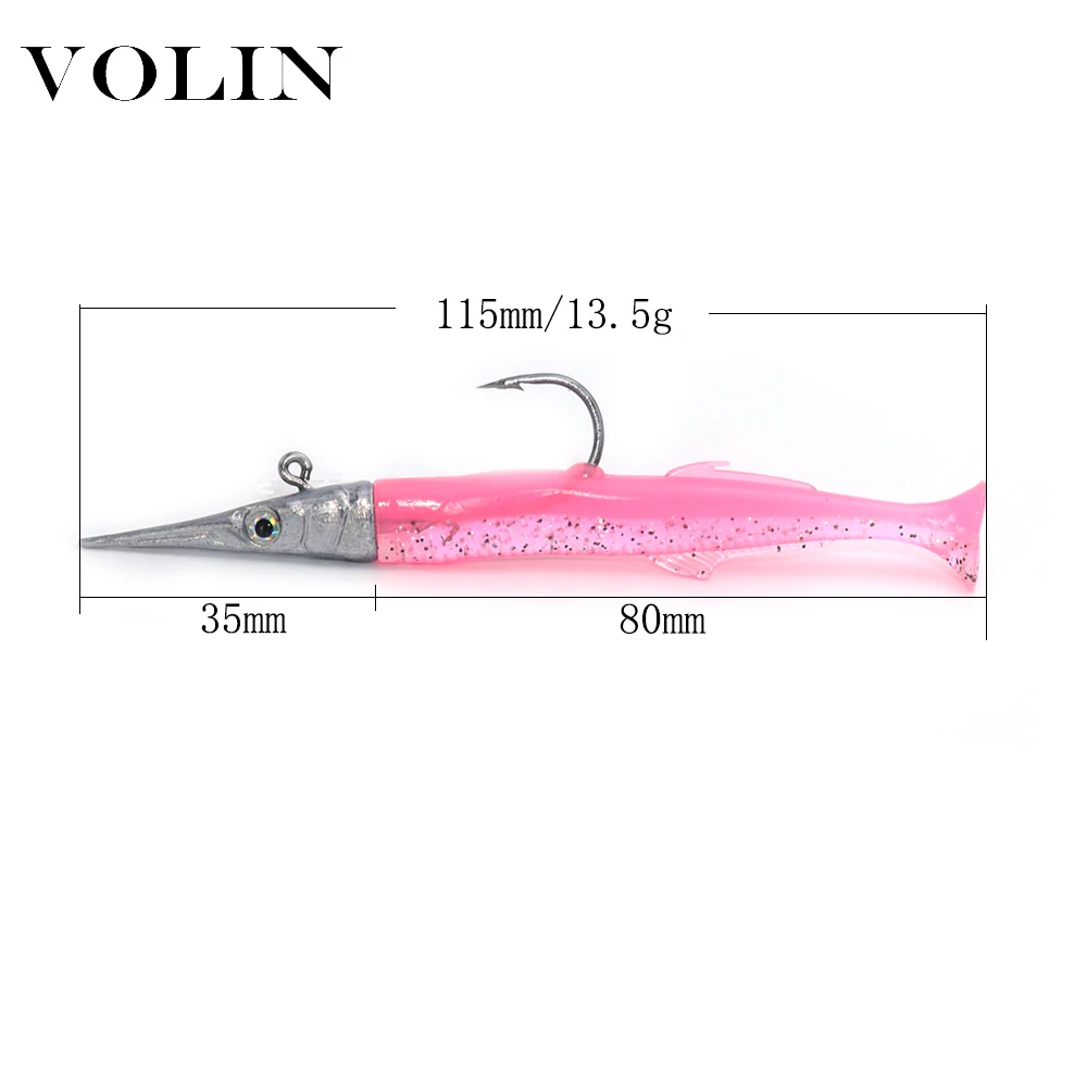 VOLIN llavero de pesca de 2021 atraer Jiging señuelo suave para pez 1 Uds 115mm 13,5g Shad los nadadores de plástico suave cebo Pasca Pesca de lubina - imagen 2