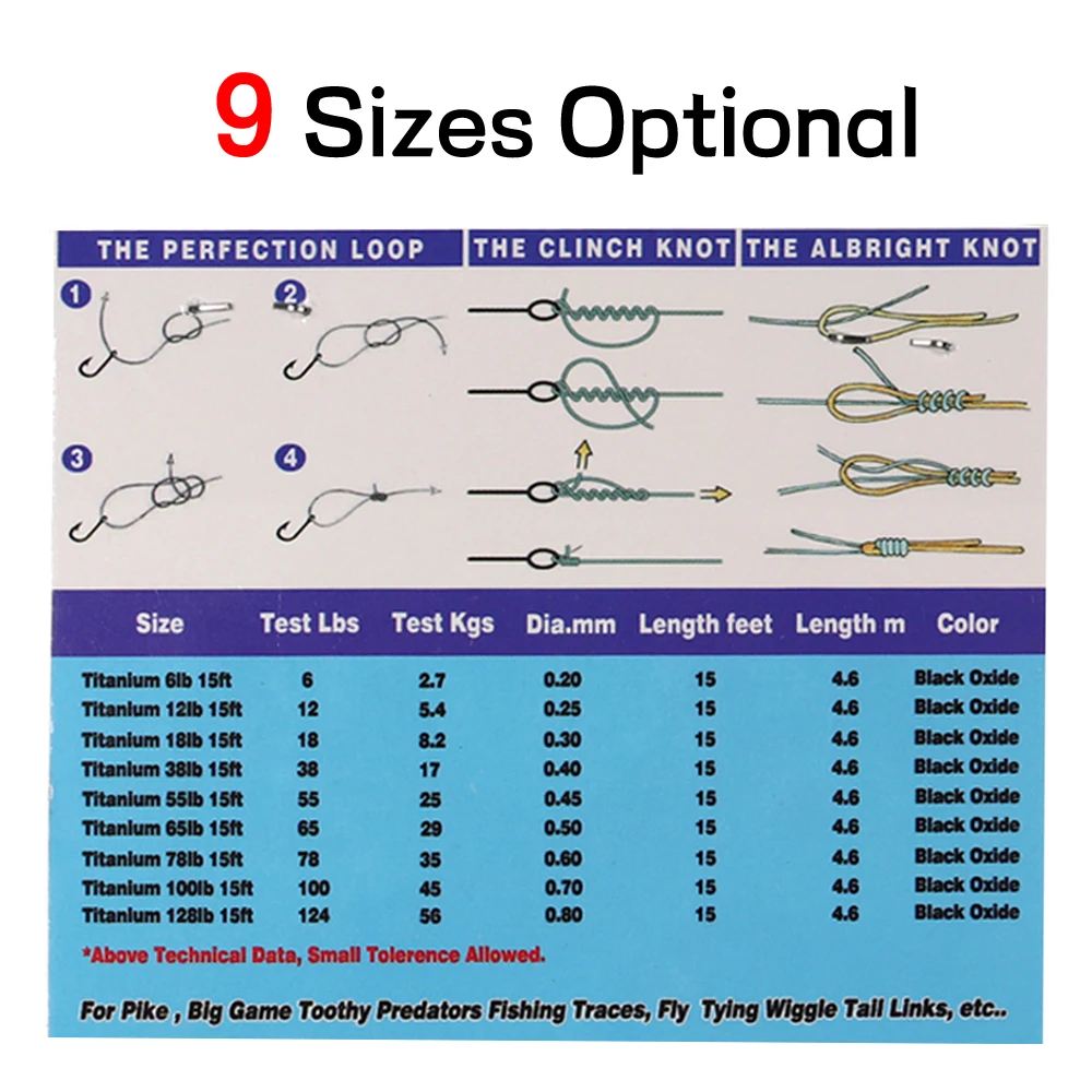 Línea líder de pesca de níquel y titanio, resistente a torceduras, 6LB-124LB, 15 pies/4,6 m, para Lucio de agua salada, atún, pesca Wahoo - imagen 3