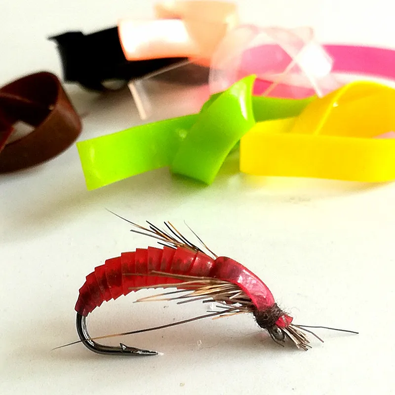 KKWEZVA-Bolsa de 100 unids/lote de silicona, Pupa, ninfa, gusano, envoltura corporal, piel, larvas de Caddis, señuelo de Ninfa checa, Material de atado de moscas