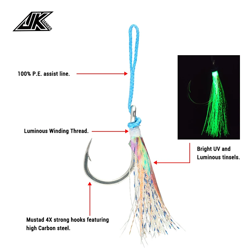 JK PAS-L-anzuelos de pesca de carbono, aparejo salvaje para pescar en el mar, Mustad, círculo, seda brillante, artículos de pesca, besugo, 4X - imagen 4