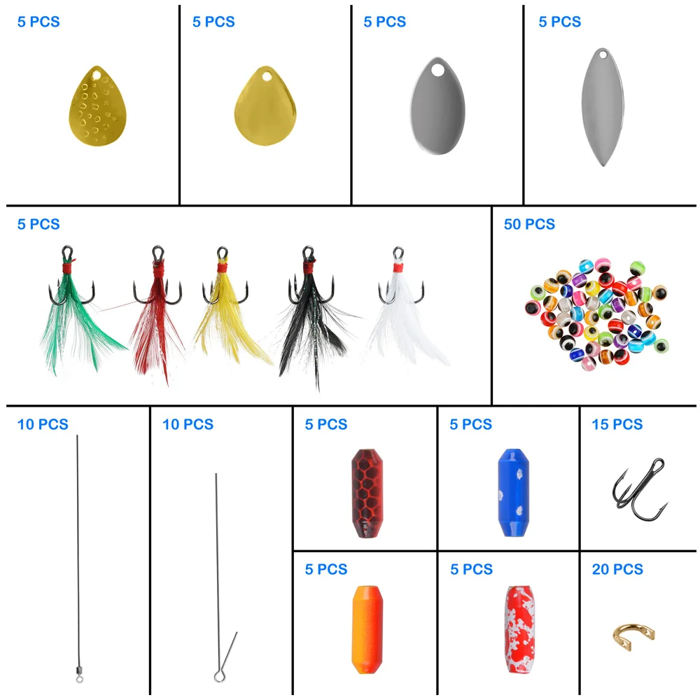 Cebo giratorio de pesca, Kit de señuelos de lubina con pluma, anzuelo triple, de Metal, 160 unids/caja - imagen 3