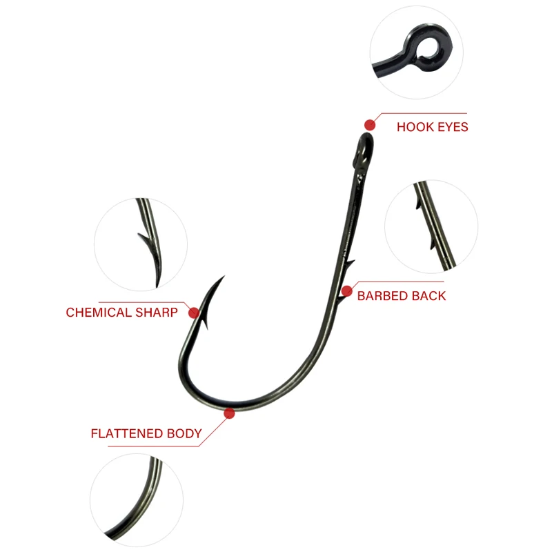 Mosodo-anzuelo de pesca con púas, accesorio de acero al carbono, doble púas, 1 #-14 #, 100 Uds. - imagen 2