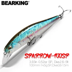 Bearking 1 Uds Minnow señuelo de pesca láser cebo Artificial duro ojos 3D 10cm 14,5g Wobblers de pesca Crankbait Minnows