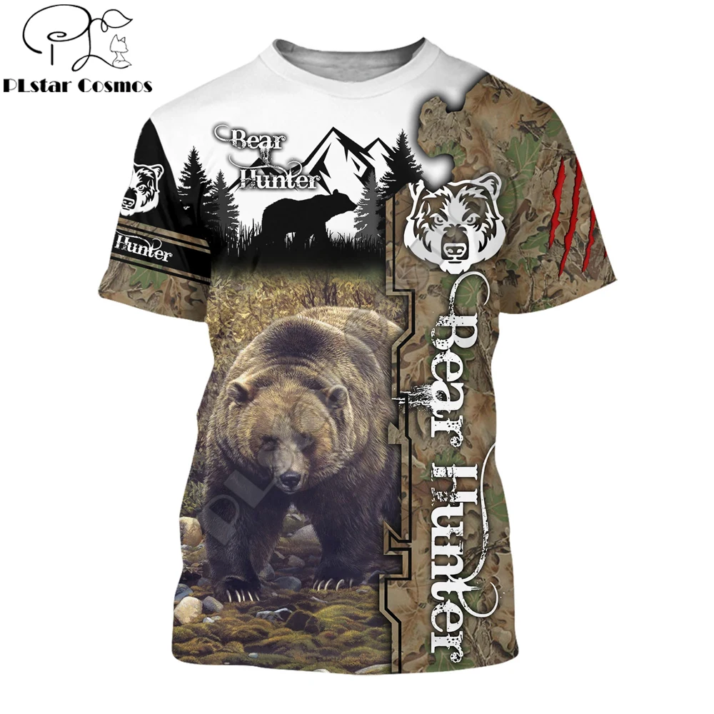 Camiseta de caza 3D con motivos de ciervo y oso – Verano 2025 unisex