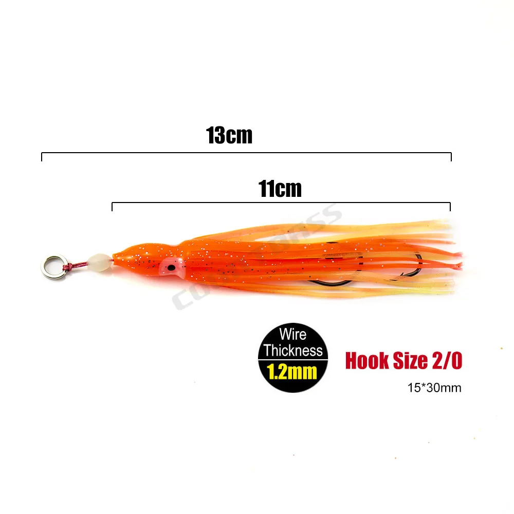 Countbass 12 Uds ganchos de asistencia con faldas de calamar, gancho de asistencia de plantilla Inchiku, gancho de asistencia de plantillas de pulpo, gancho de plantilla de calamar - imagen 2