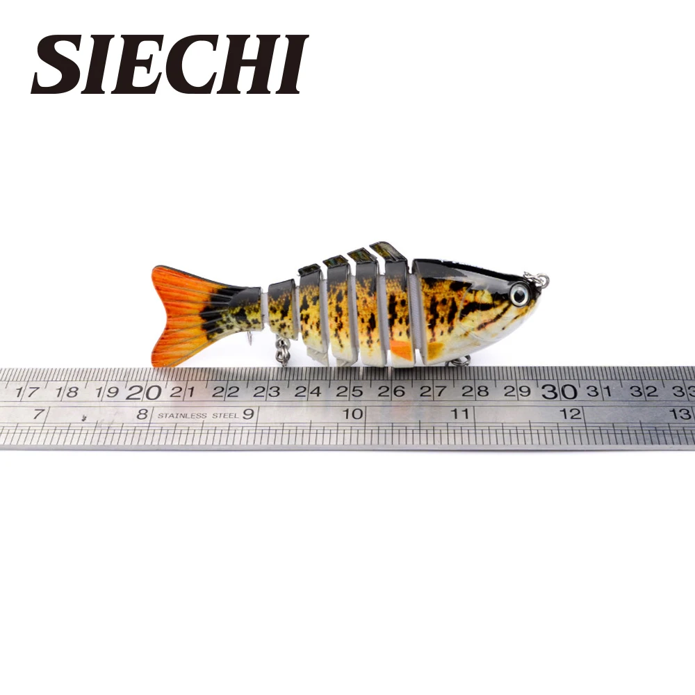 SIECHI-señuelo de Pesca de 10cm, 15,5g, ojos 3D, 7 segmentos, Crankbait duro realista, Wobblers de hundimiento, cebos de Pesca de 2 ganchos - imagen 2