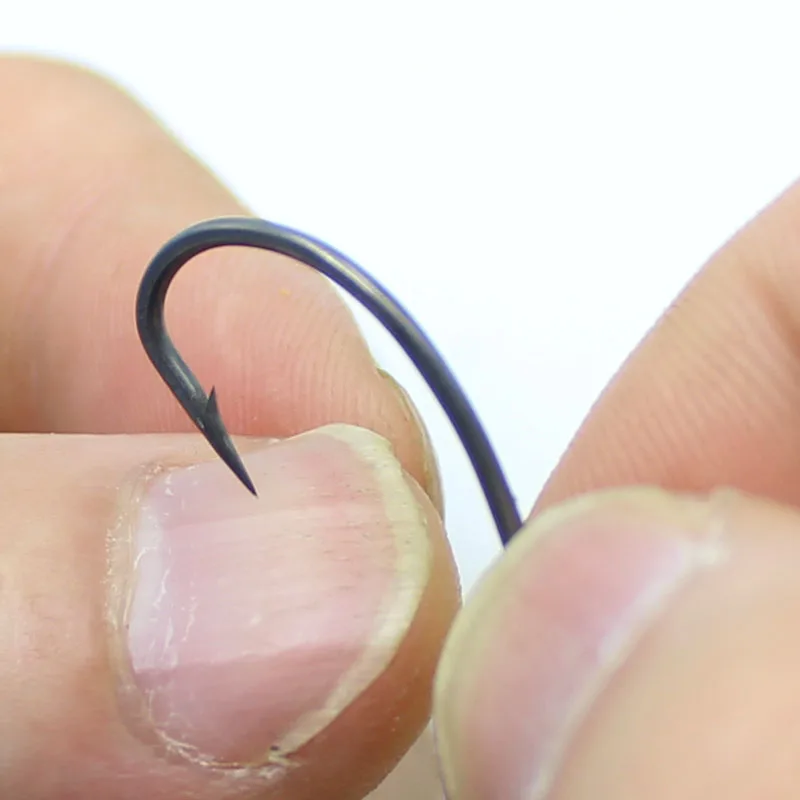 Anzuelos de pesca de carpa recubiertos de PTFE, 30 Uds., anzuelos de pesca de acero al carbono, mango curvo con púas grises, pinza, estilo afilado - imagen 3